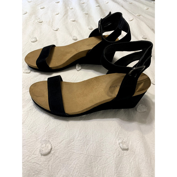 Lucky Brand Kanoa Sandals 9M Womens Black Platform Wedge Strappy Leather 40 - Picture 3 of 5